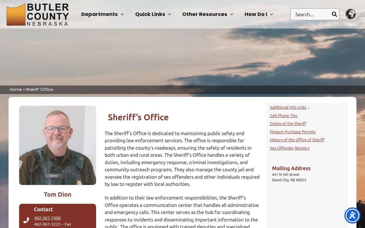 Butler County Sheriff official booking records and custody route