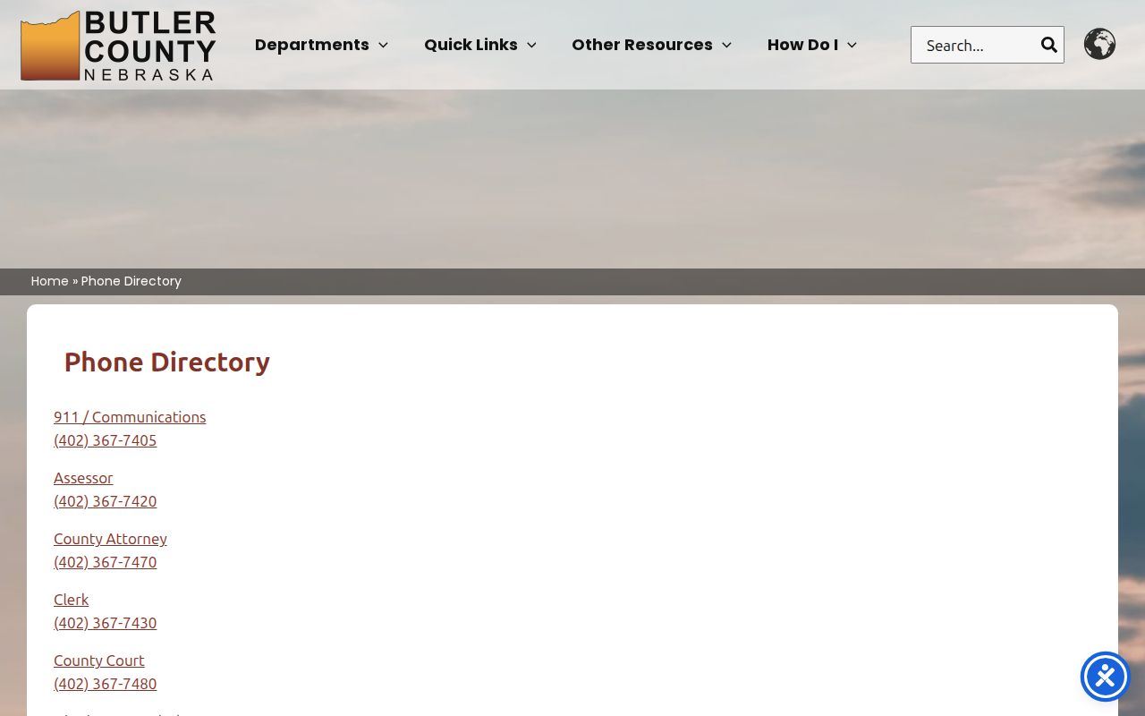 Butler County official phone directory for warrant and court record routing